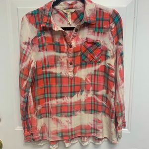 COPY - Matilda jane pull over flannel with custom reverse tie dye up cycle ladi…